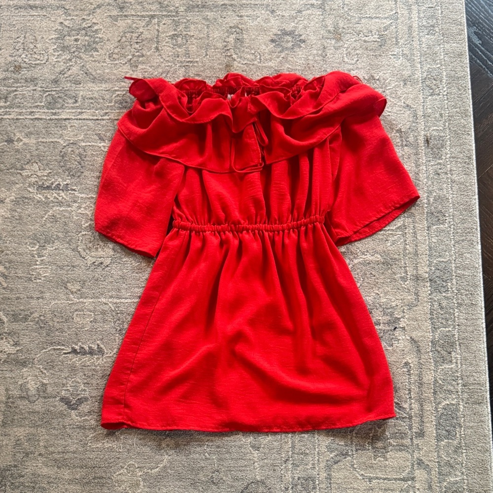 BB Dakota Vibrant Red Ruffle Top